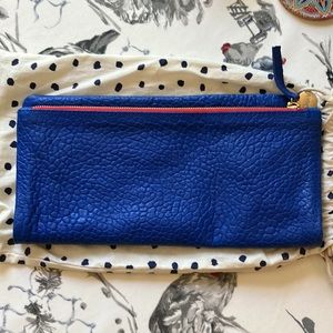 Clare Vivier Embossed Blue Clutch